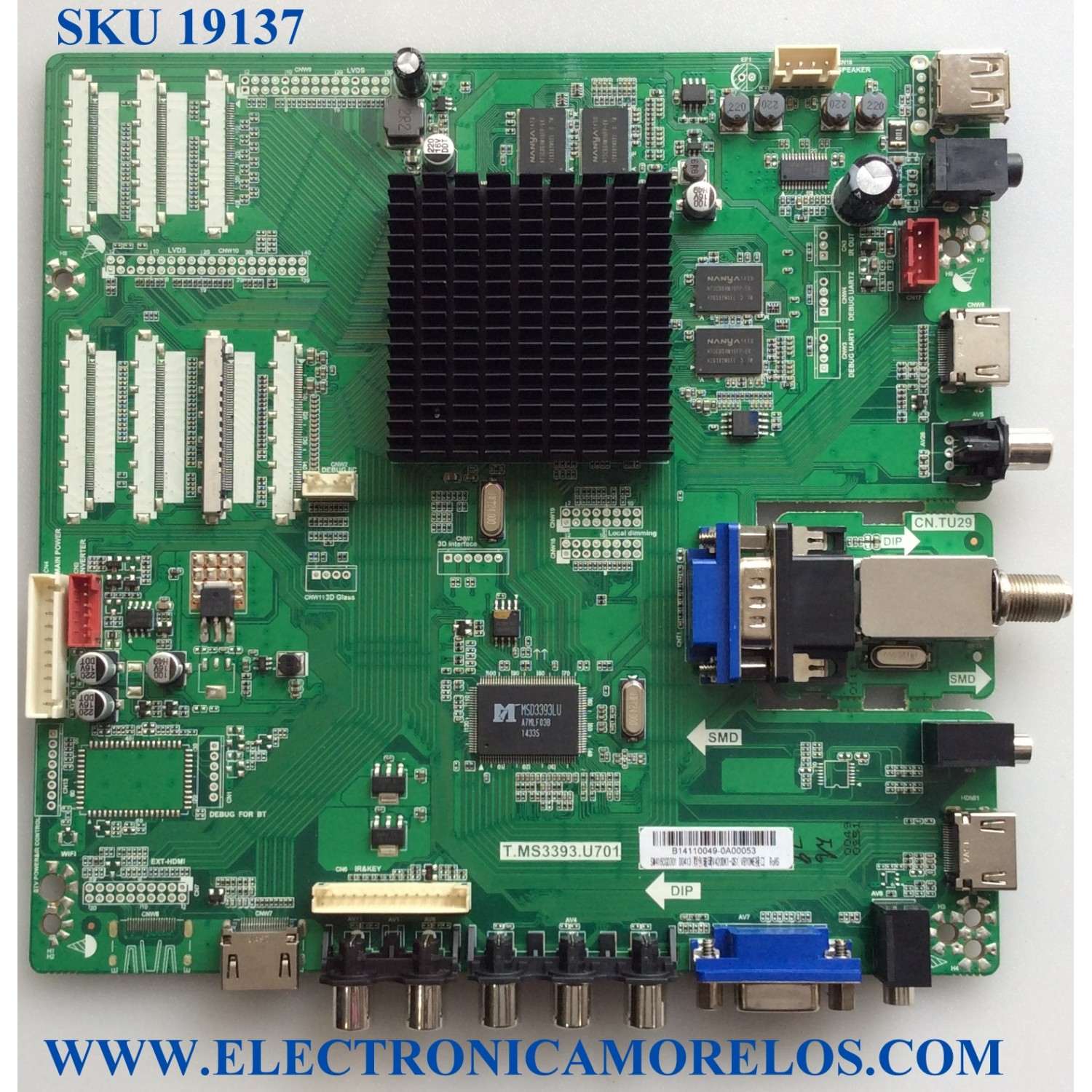 MAIN / QUASAR B14110049 / T.MS3393.U701 / E198407 / PANEL'S SM416CGD301 / SM416CGD301 D0413 / MODELO 
